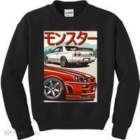 JDM Skyline R32 Car Tuning Japan Rising Sun Drift Kids Sweatshirt thumb 0