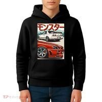 JDM Skyline R32 Car Tuning Japan Rising Sun Drift Kids Hoodie thumb 4