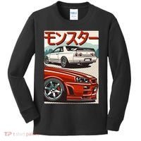 JDM Skyline R32 Car Tuning Japan Rising Sun Drift Kids Long Sleeve Shirt thumb 0