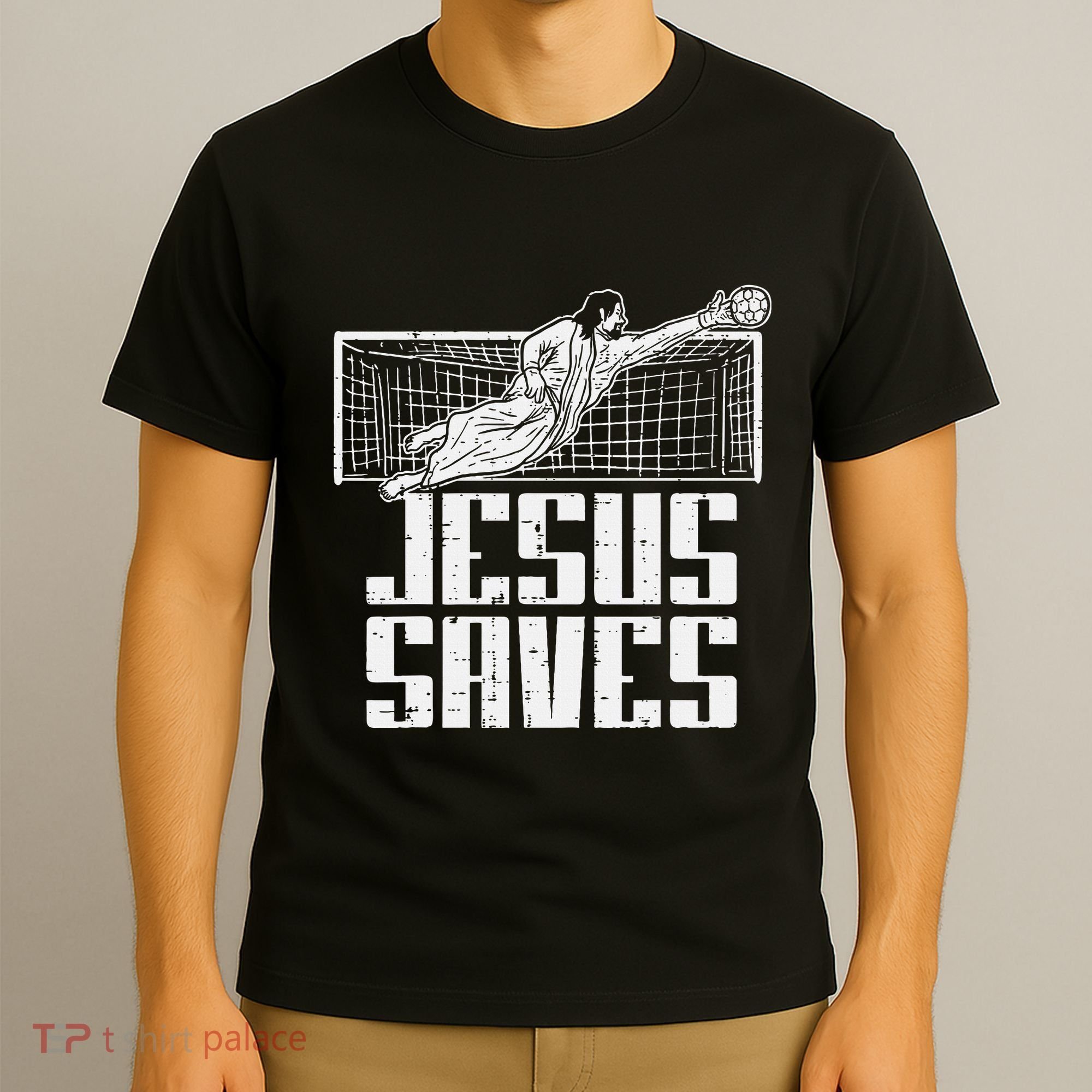 Jesus Saves Soccer Football Christian Goalie Goalkeeper T-Shirt