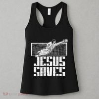 Jesus Saves Soccer Football Christian Goalie Goalkeeper Women's Tank Top thumb 3