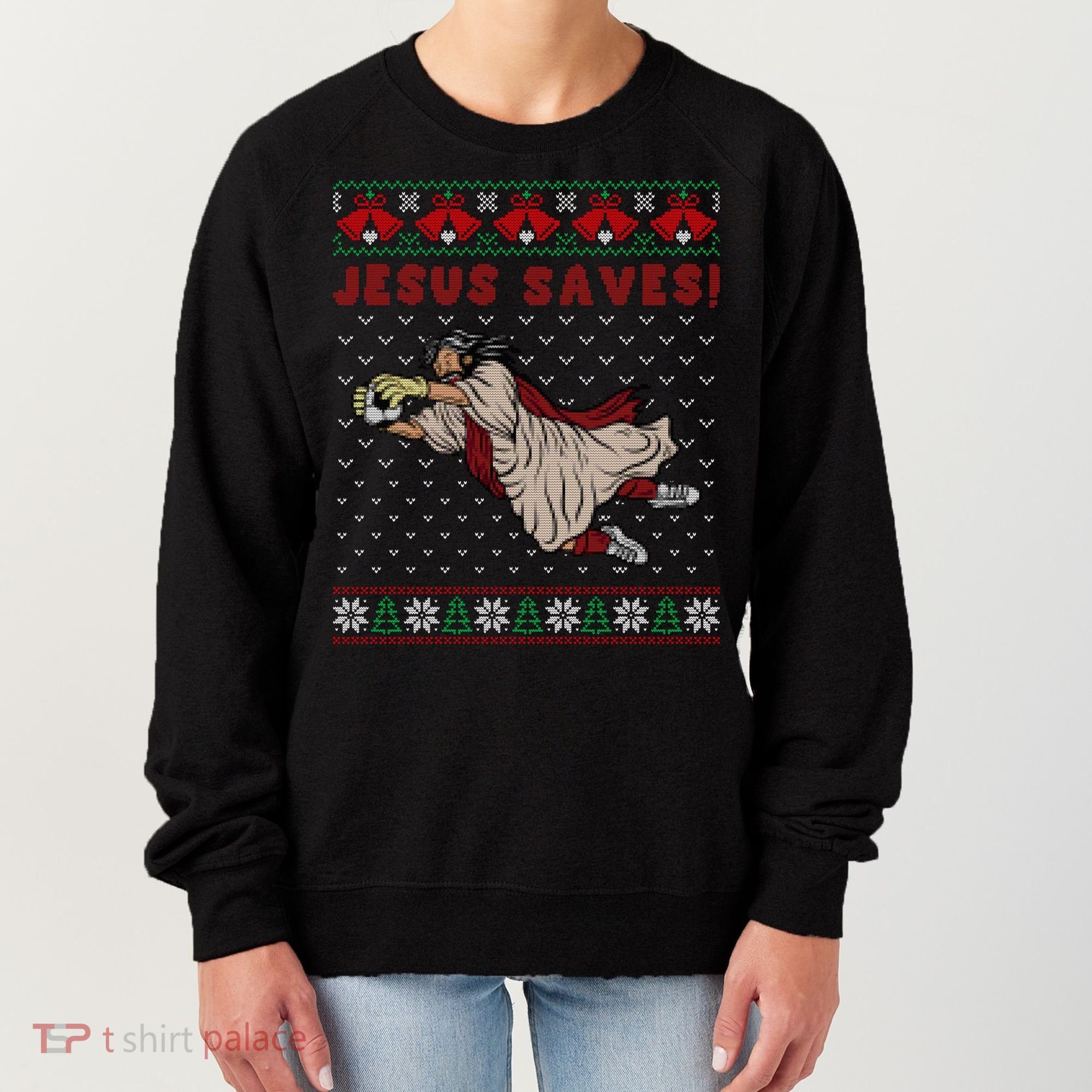Jesus Saves Soccer Goal Keeper Ugly Christmas Sweater Gift Women's Sweatshirt
