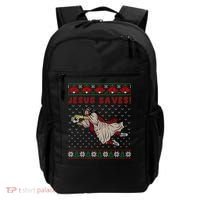 Jesus Saves Soccer Goal Keeper Ugly Christmas Sweater Gift Backpack thumb 0