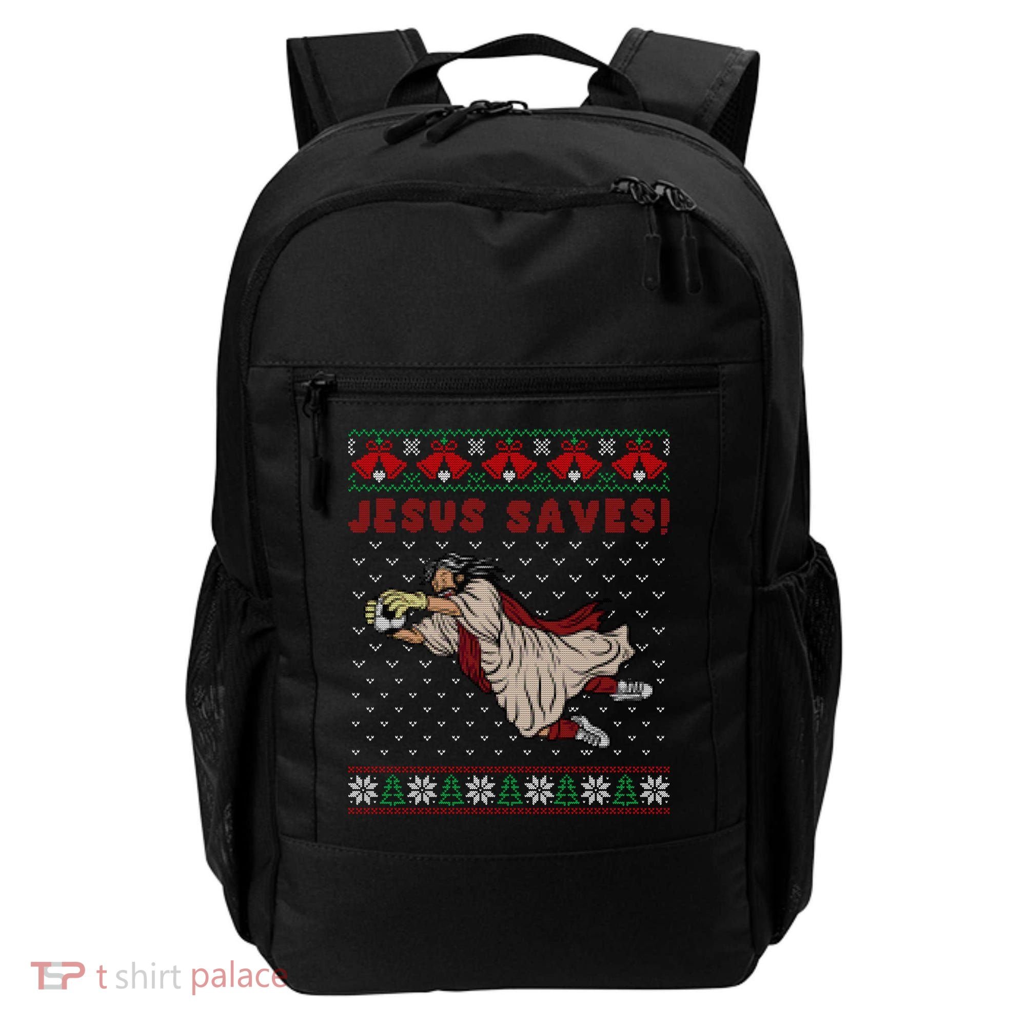 Jesus Saves Soccer Goal Keeper Ugly Christmas Sweater Gift Backpack