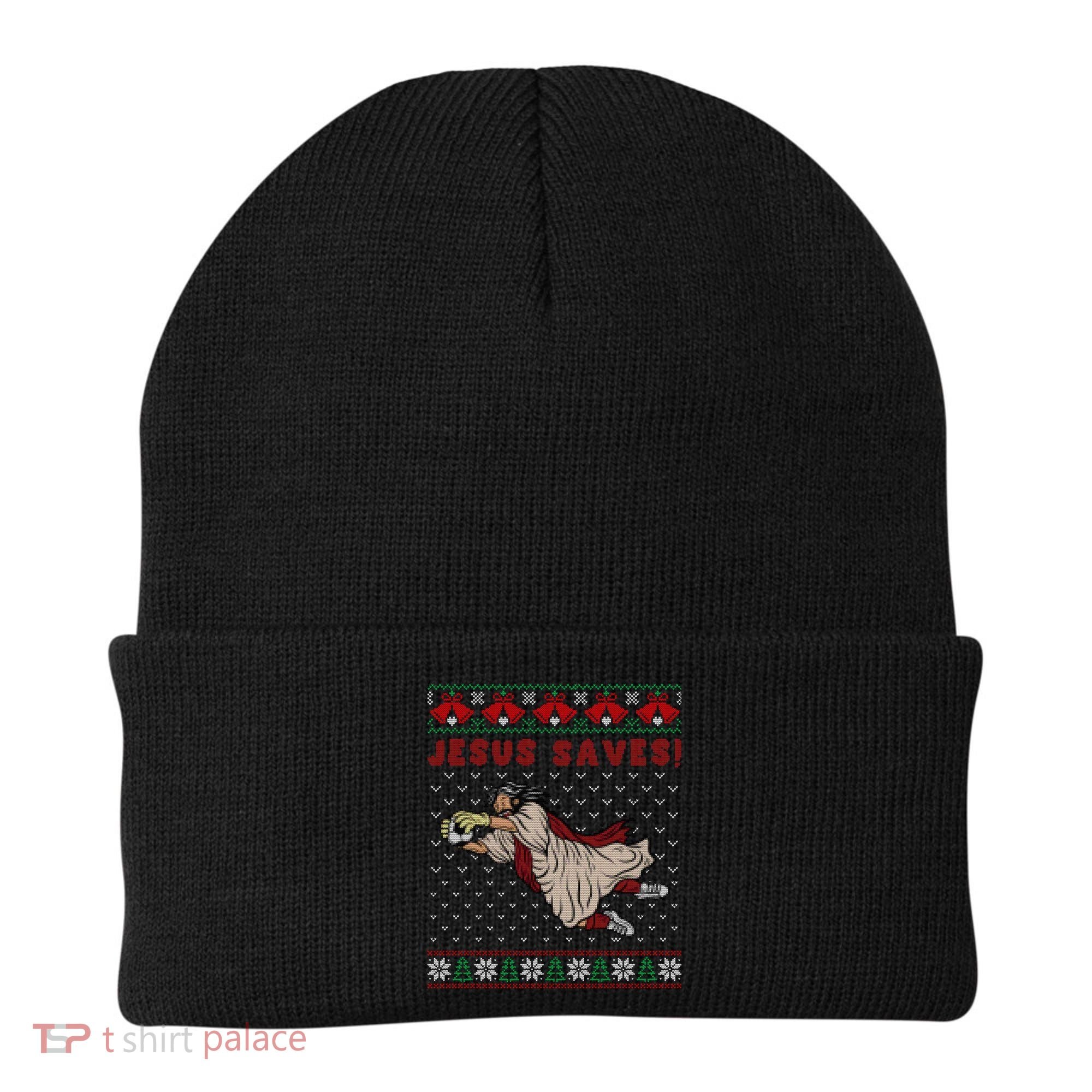Jesus Saves Soccer Goal Keeper Ugly Christmas Sweater Gift Beanie