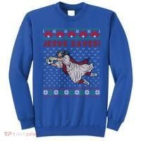 Jesus Saves Soccer Goal Keeper Ugly Christmas Sweater Gift Sweatshirt thumb 0