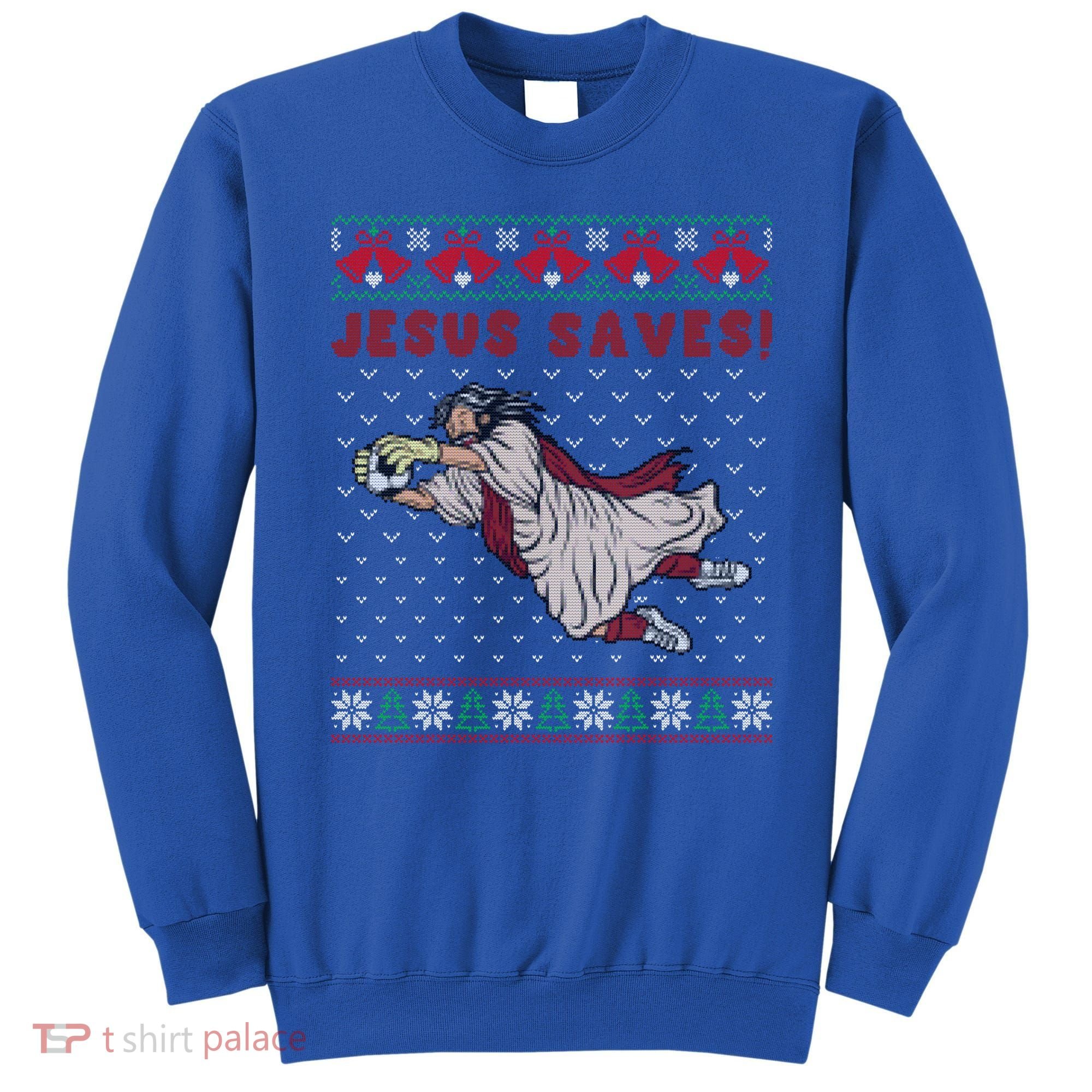 Jesus Saves Soccer Goal Keeper Ugly Christmas Sweater Gift Sweatshirt