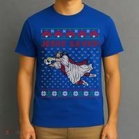 Jesus Saves Soccer Goal Keeper Ugly Christmas Sweater Gift T-Shirt thumb 3