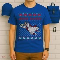 Jesus Saves Soccer Goal Keeper Ugly Christmas Sweater Gift T-Shirt thumb 6