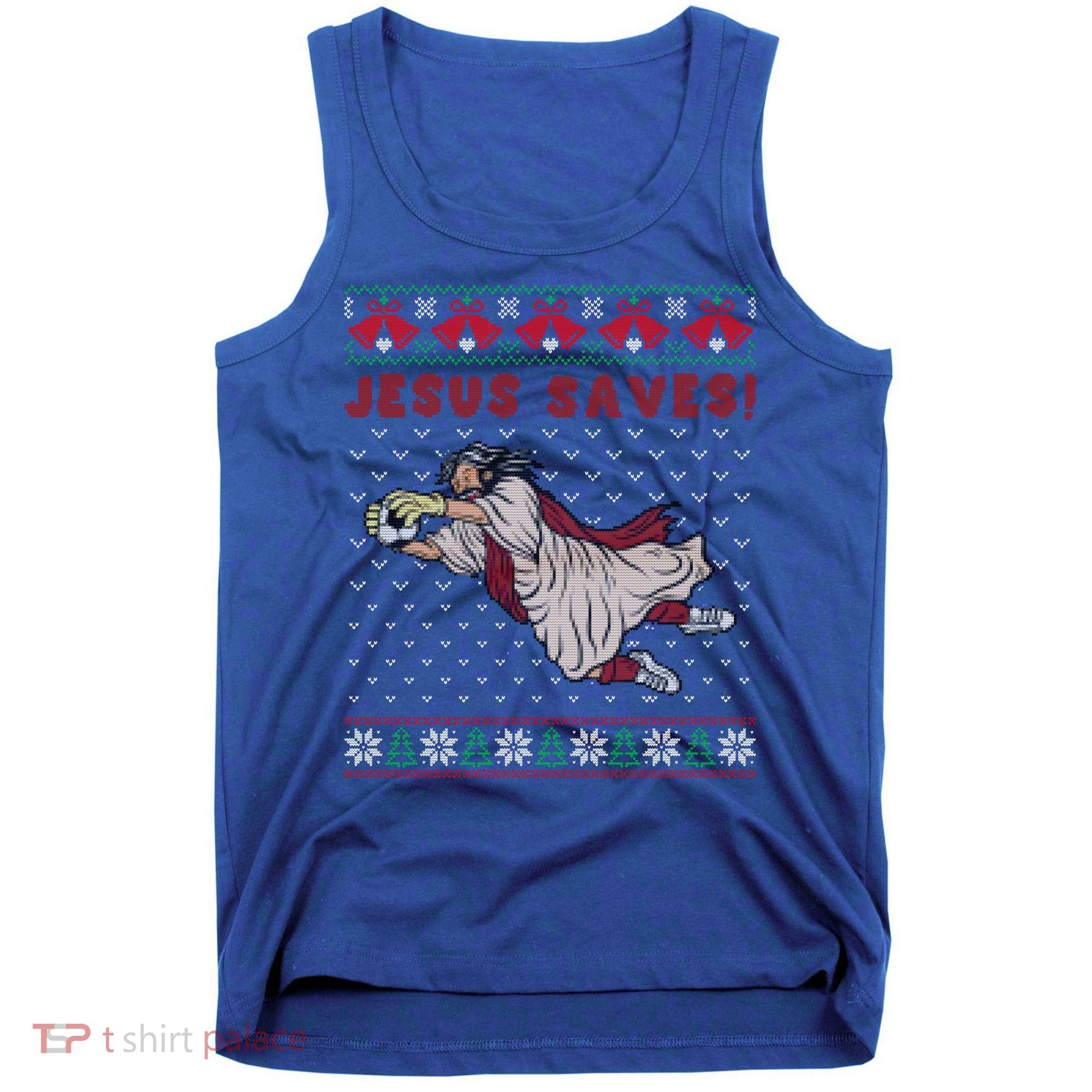 Jesus Saves Soccer Goal Keeper Ugly Christmas Sweater Gift Tank Top