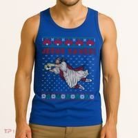 Jesus Saves Soccer Goal Keeper Ugly Christmas Sweater Gift Tank Top thumb 3