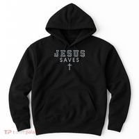 Jesus Saves Simple Cross Logo Christian Faith Hope Love Embroidered Hoodie thumb 0