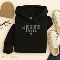Jesus Saves Simple Cross Logo Christian Faith Hope Love Embroidered Hoodie thumb 4