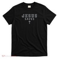 Jesus Saves Simple Cross Logo Christian Faith Hope Love Embroidered T-Shirt thumb 0