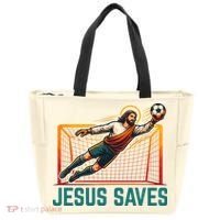 Jesus Saves Soccer Goalkeeper Tote Bag thumb 0