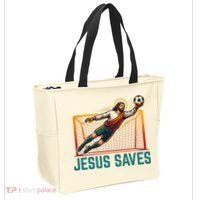 Jesus Saves Soccer Goalkeeper Tote Bag thumb 2