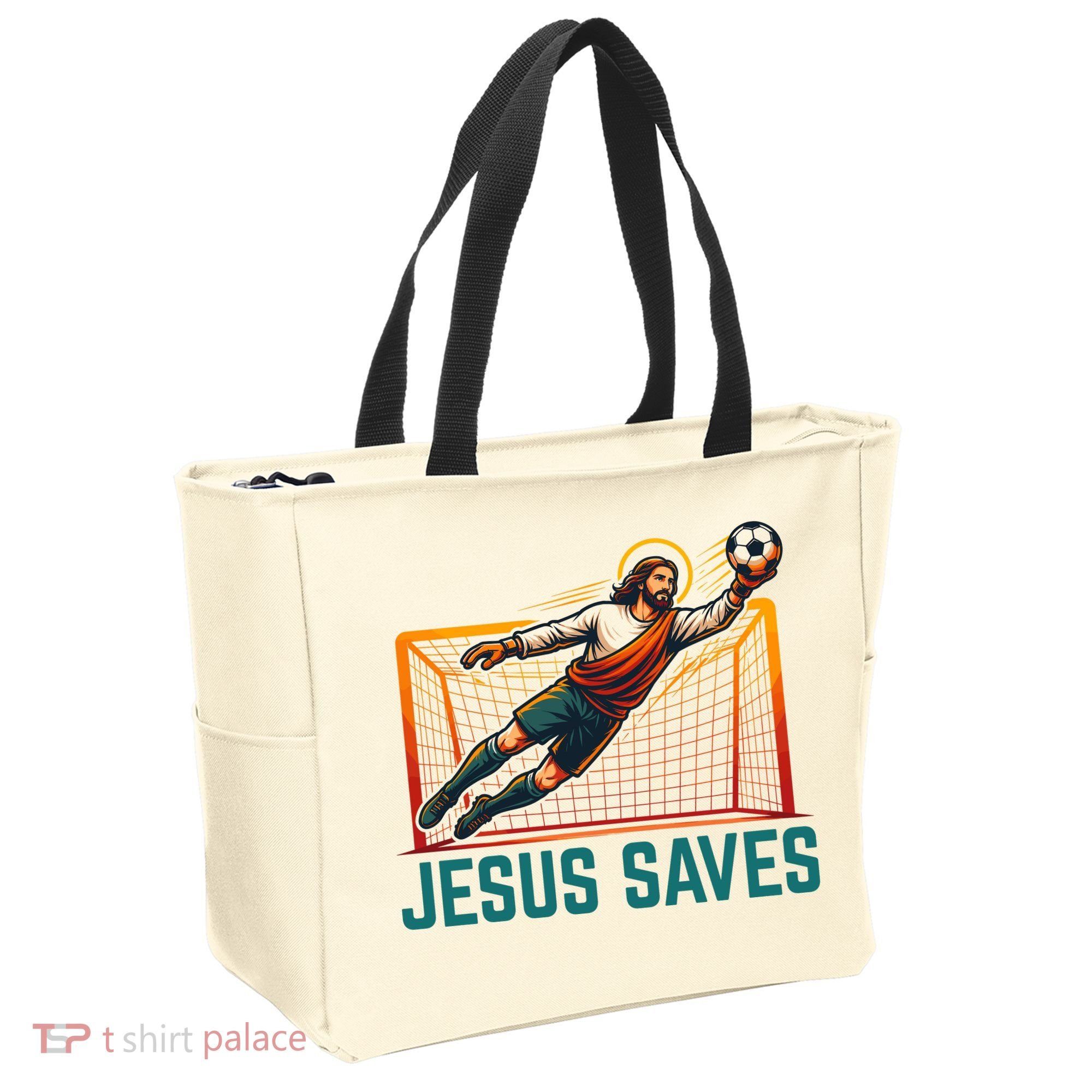 Jesus Saves Soccer Goalkeeper Tote Bag