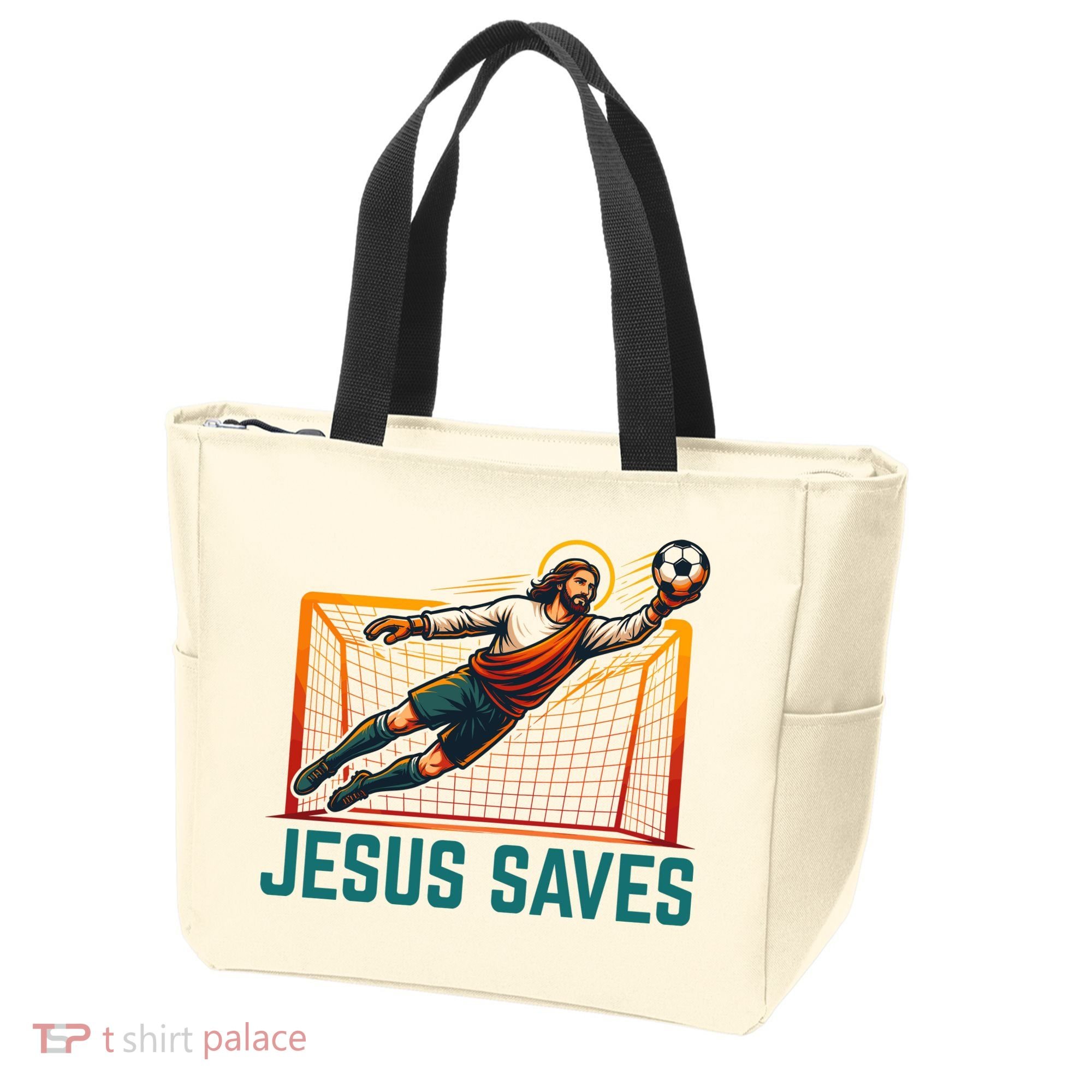 Jesus Saves Soccer Goalkeeper Tote Bag
