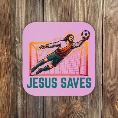 Jesus Saves Soccer Goalkeeper Coaster