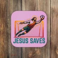 Jesus Saves Soccer Goalkeeper Coaster thumb 0