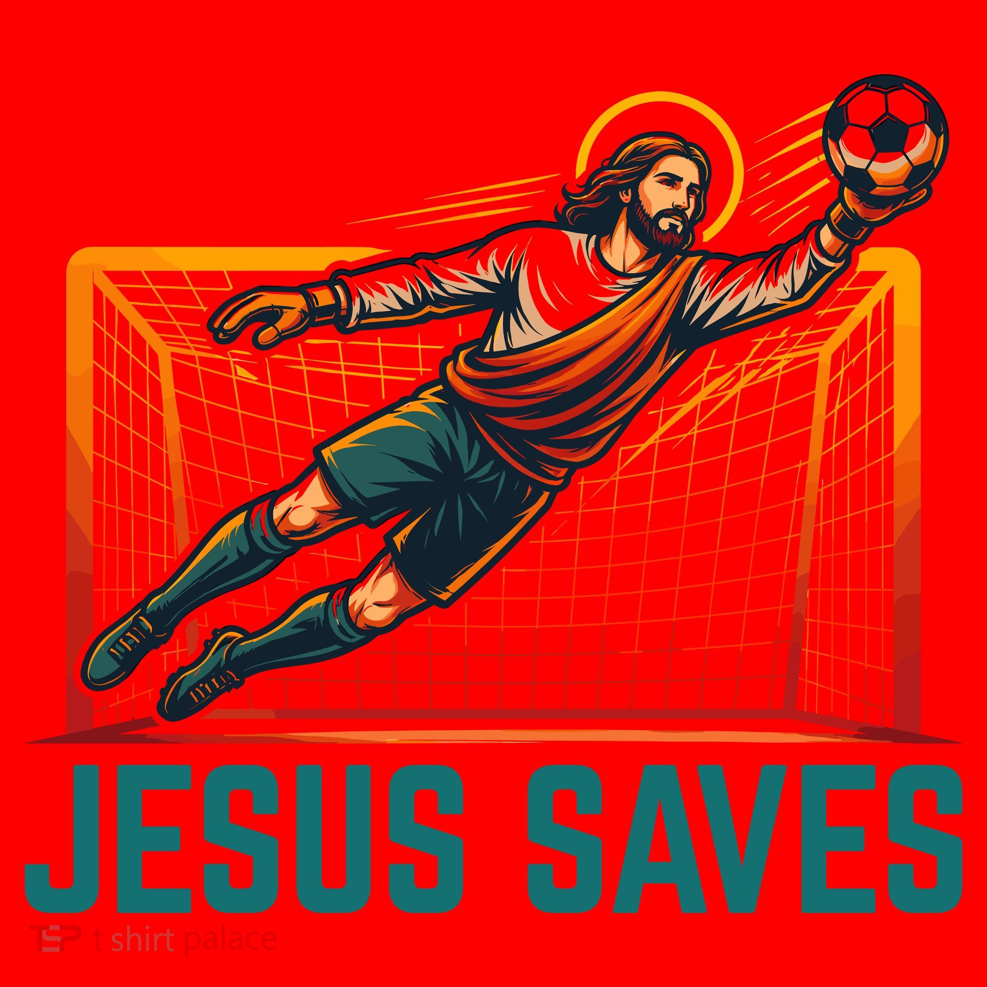 Jesus Saves Soccer Goalkeeper Santa Hat