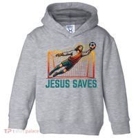 Jesus Saves Soccer Goalkeeper Toddler Hoodie thumb 0