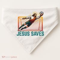 Jesus Saves Soccer Goalkeeper USA-Made Doggie Bandana thumb 0