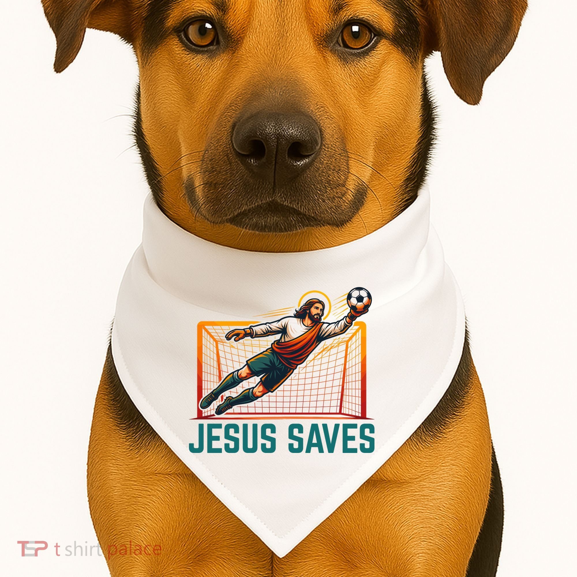 Jesus Saves Soccer Goalkeeper USA-Made Doggie Bandana