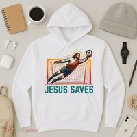 Jesus Saves Soccer Goalkeeper Hoodie thumb 3
