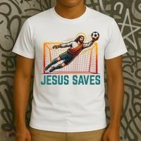 Jesus Saves Soccer Goalkeeper T-Shirt thumb 3