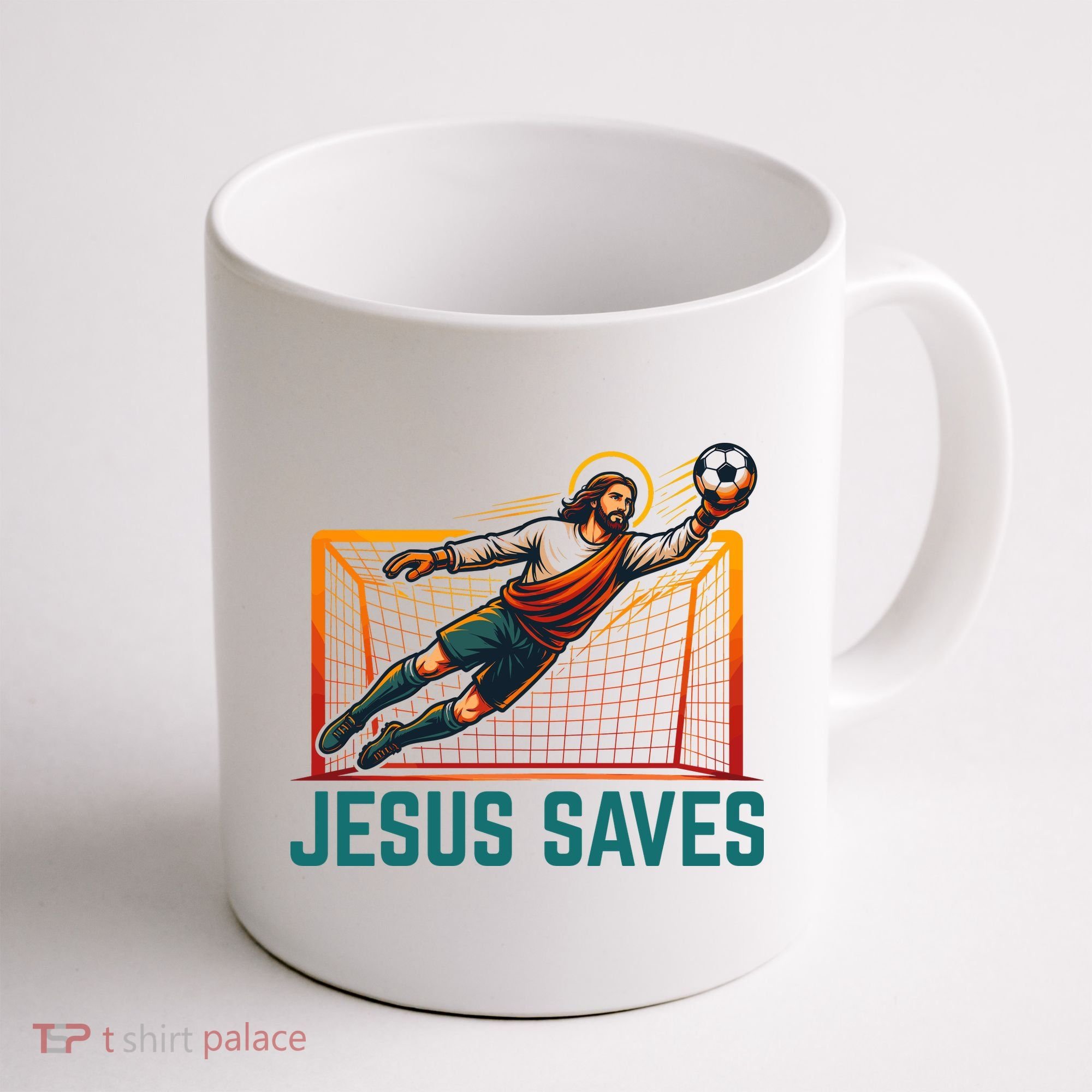 Jesus Saves Soccer Goalkeeper Coffee Mug