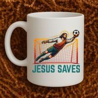 Jesus Saves Soccer Goalkeeper Coffee Mug thumb 2