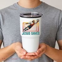 Jesus Saves Soccer Goalkeeper Tumbler thumb 2