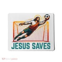 Jesus Saves Soccer Goalkeeper Mousepad thumb 0
