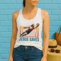 Jesus Saves Soccer Goalkeeper Women's Tank Top thumb 2