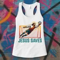 Jesus Saves Soccer Goalkeeper Women's Tank Top thumb 3