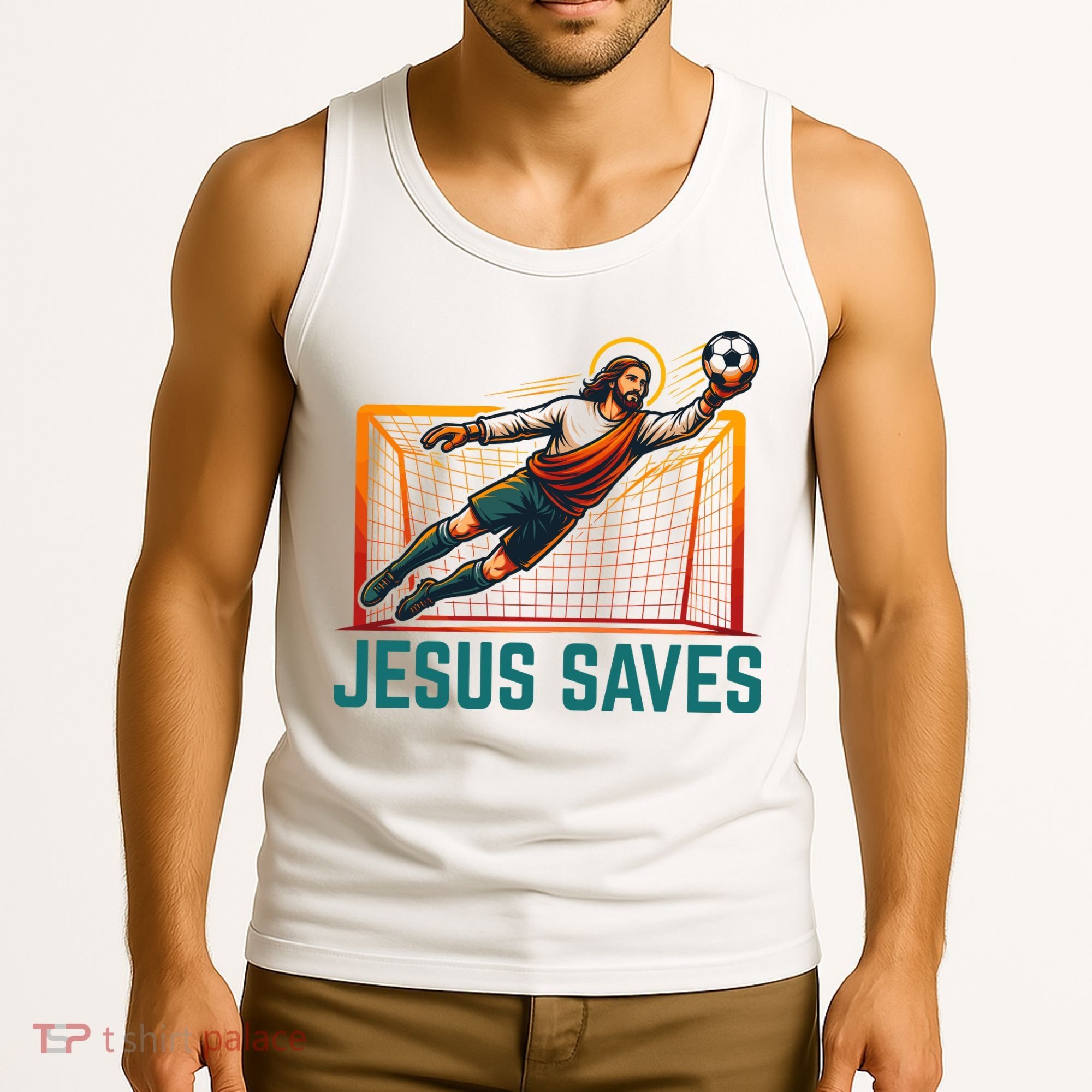 Jesus Saves Soccer Goalkeeper Tank Top