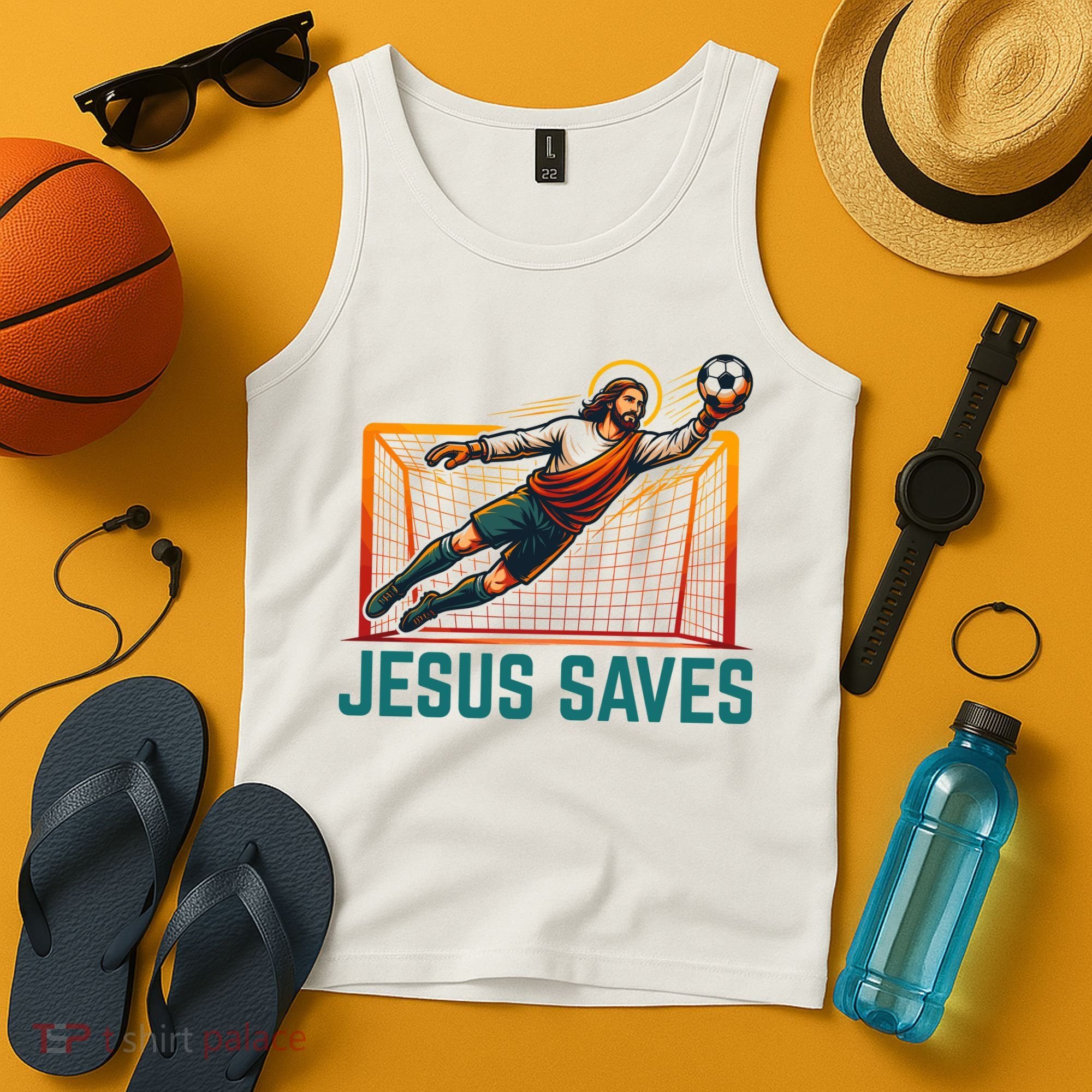Jesus Saves Soccer Goalkeeper Tank Top