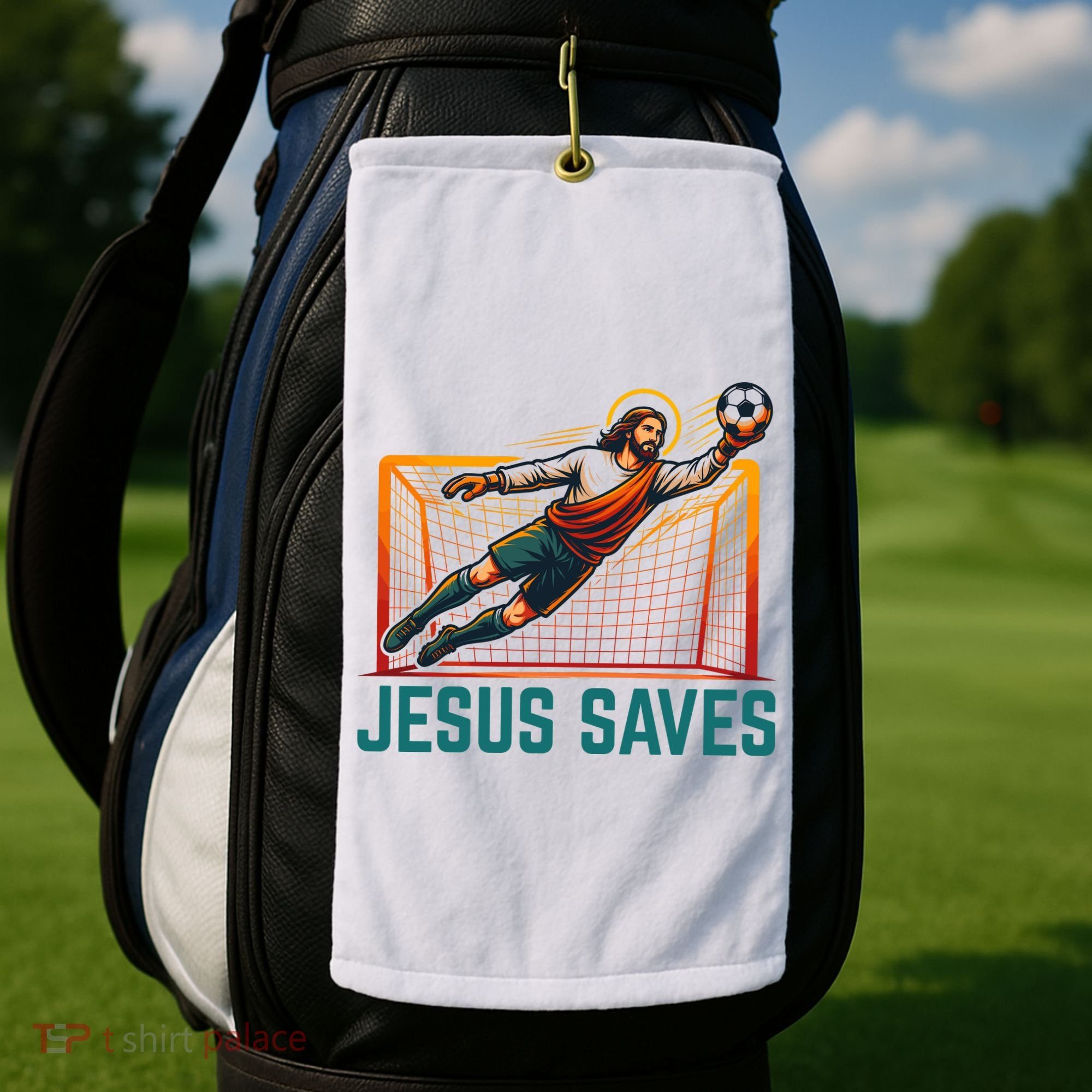 Jesus Saves Soccer Goalkeeper Golf Towel