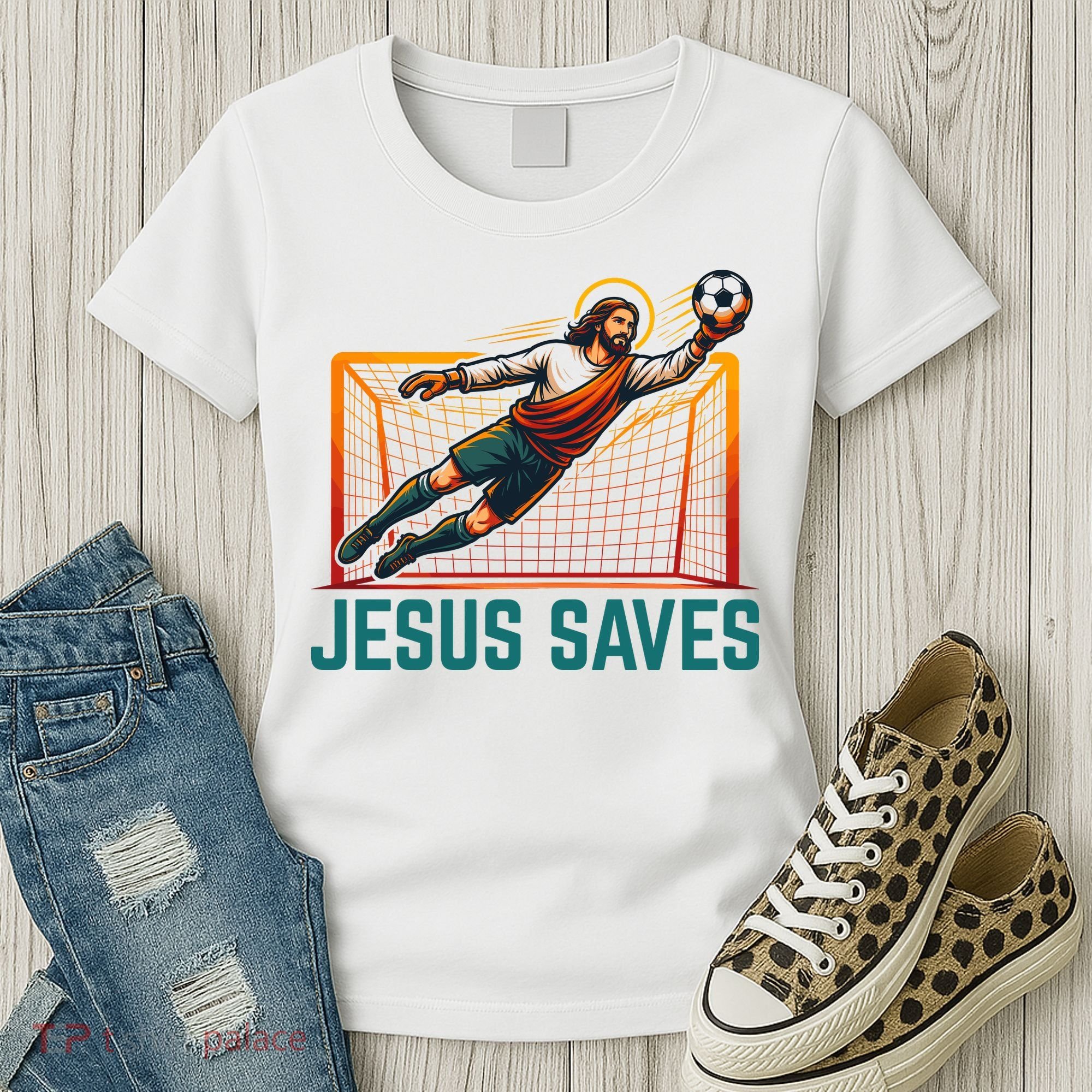 Jesus Saves Soccer Goalkeeper Women's T-Shirt