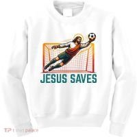 Jesus Saves Soccer Goalkeeper Kids Sweatshirt thumb 0