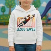 Jesus Saves Soccer Goalkeeper Kids Hoodie thumb 3