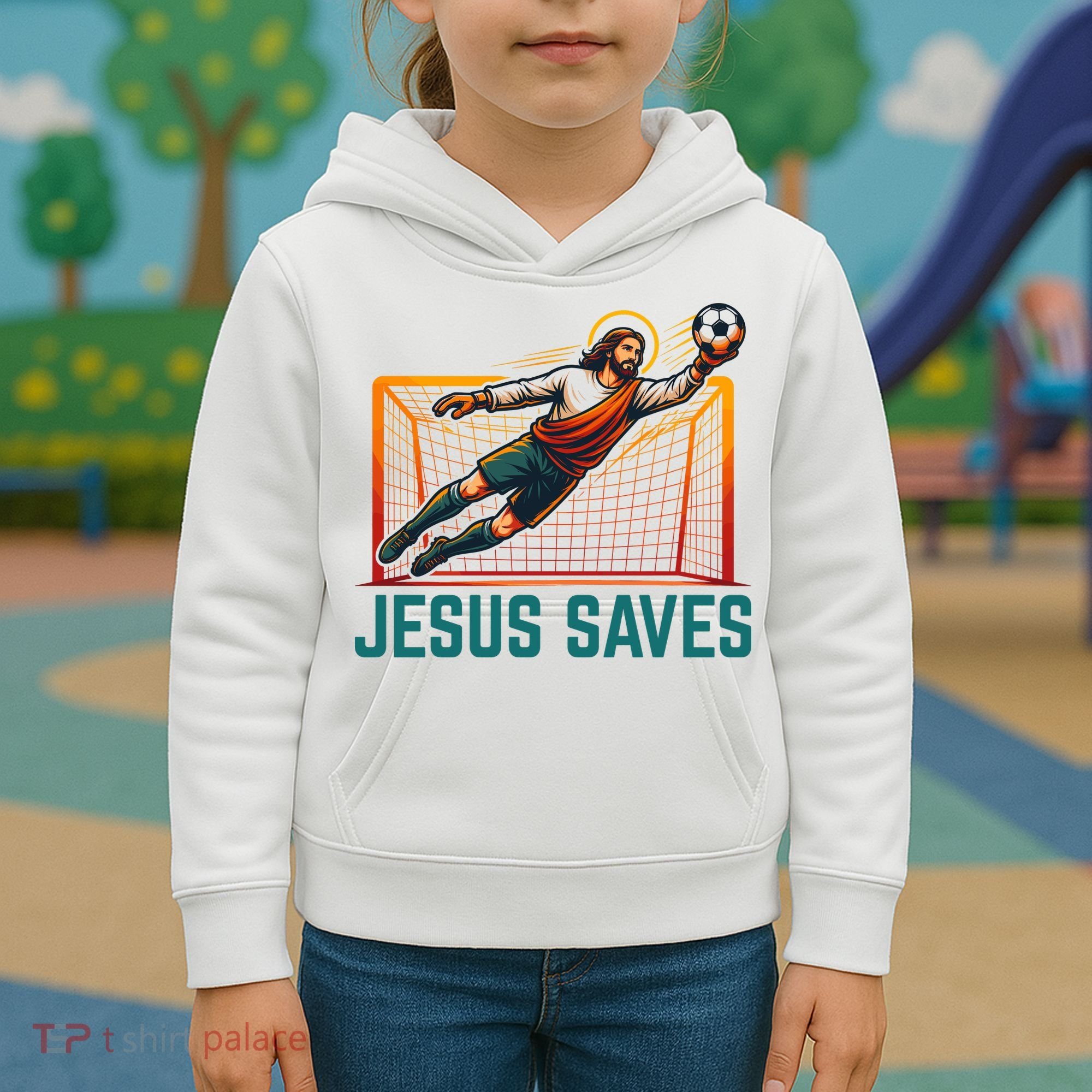 Jesus Saves Soccer Goalkeeper Kids Hoodie