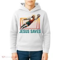 Jesus Saves Soccer Goalkeeper Kids Hoodie thumb 4