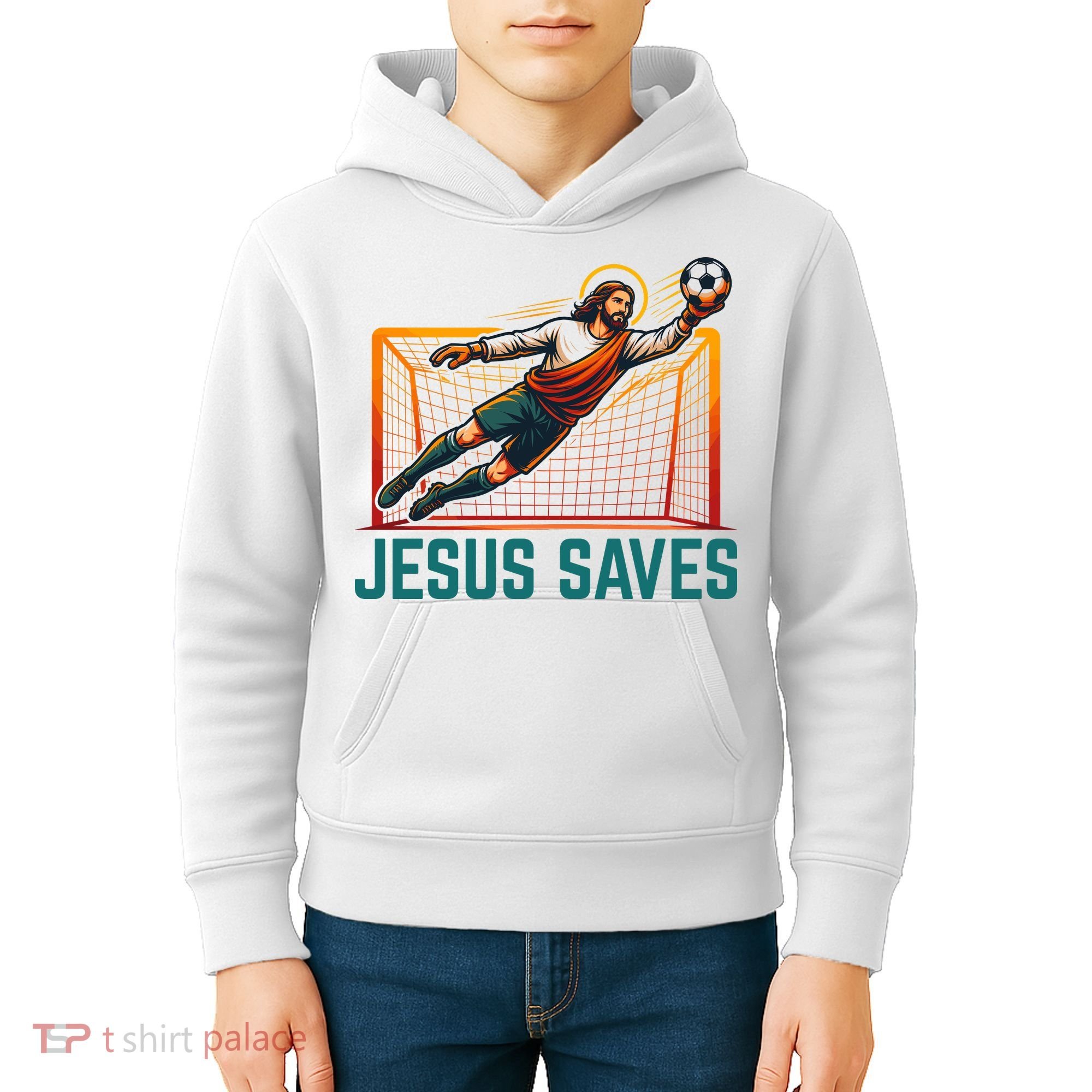 Jesus Saves Soccer Goalkeeper Kids Hoodie
