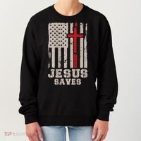 Jesus Saves S Christian Faith Cross Graphic Women's Sweatshirt thumb 0
