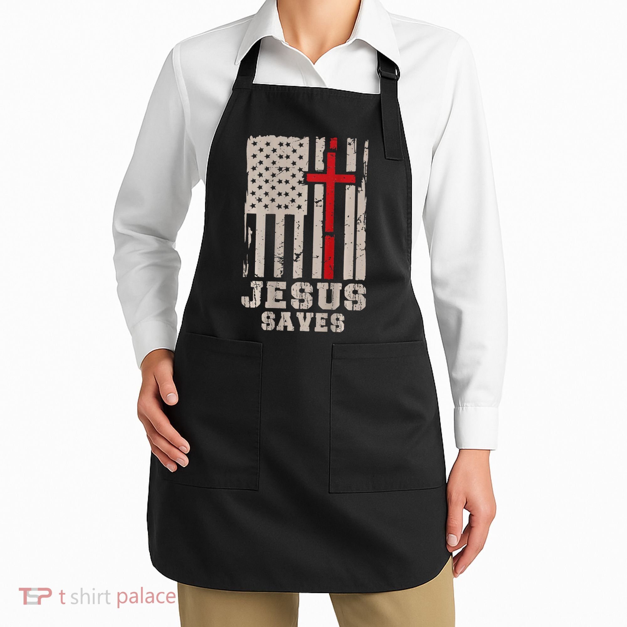 Jesus Saves S Christian Faith Cross Graphic Apron