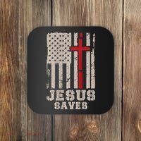 Jesus Saves S Christian Faith Cross Graphic Coaster thumb 0