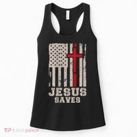 Jesus Saves S Christian Faith Cross Graphic Women's Tank Top thumb 0