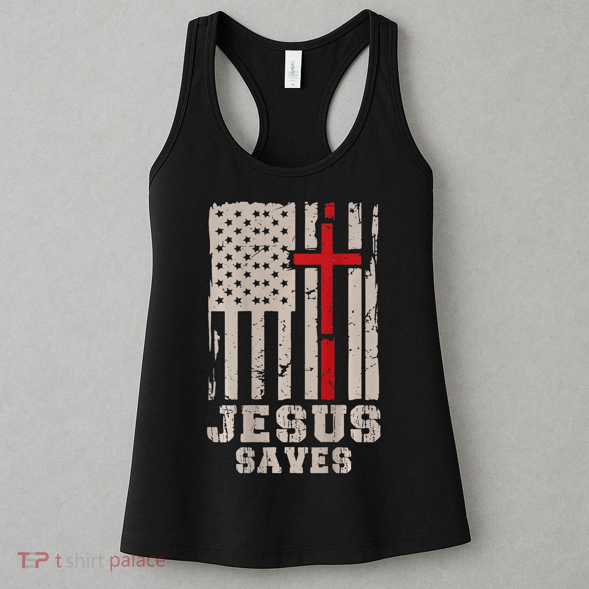 Jesus Saves S Christian Faith Cross Graphic Women's Tank Top